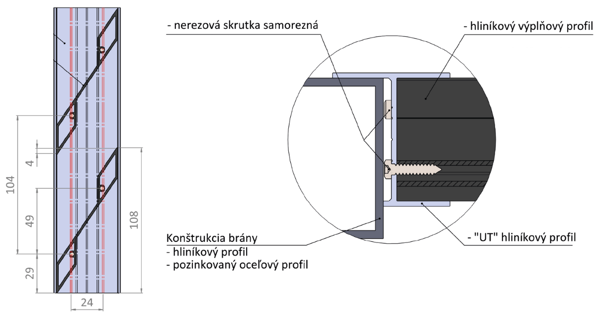 žaliuzinė lamelė UT profiliui