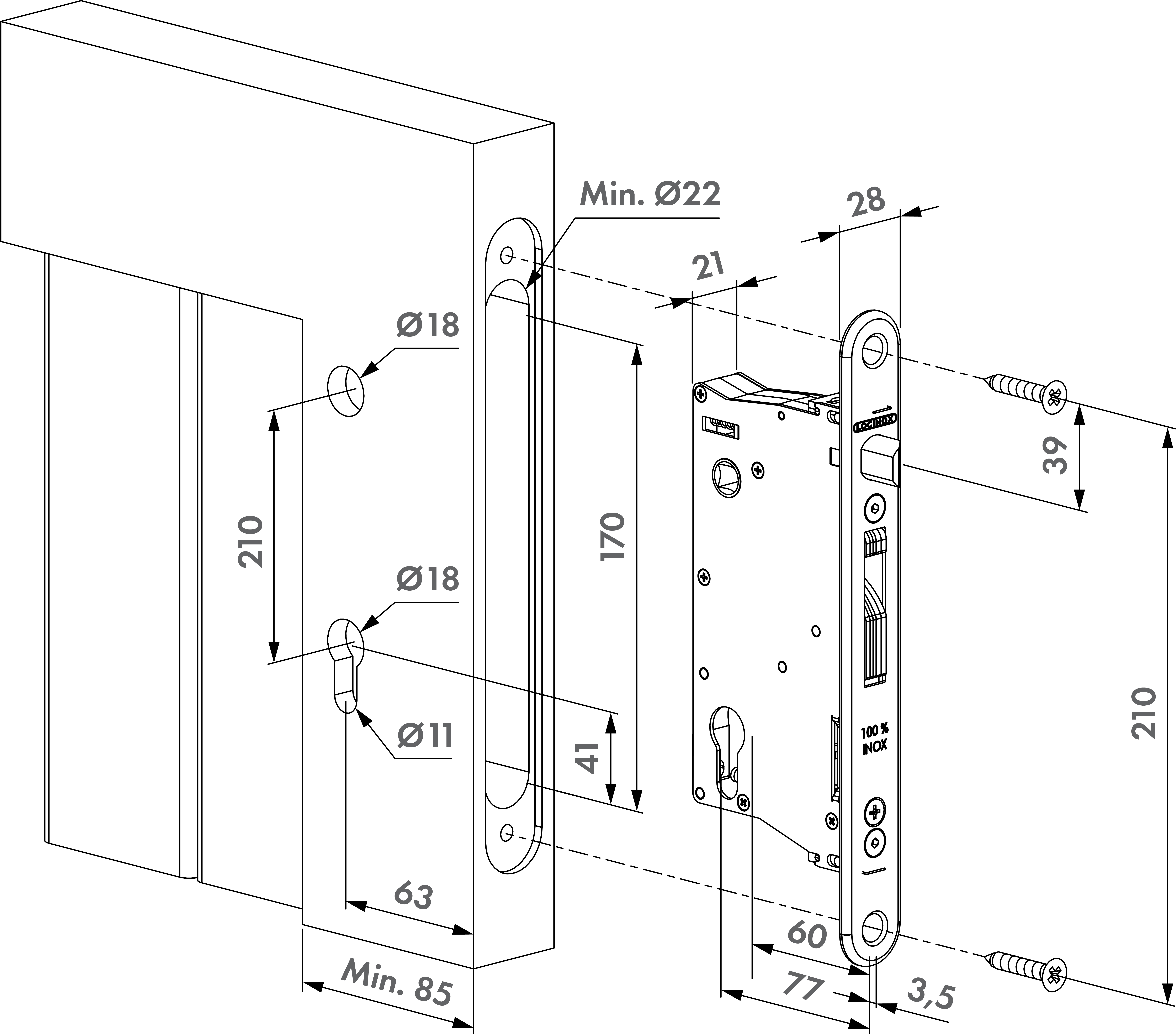 LOCINOX EIGHTYLOCK-W – brėžinys