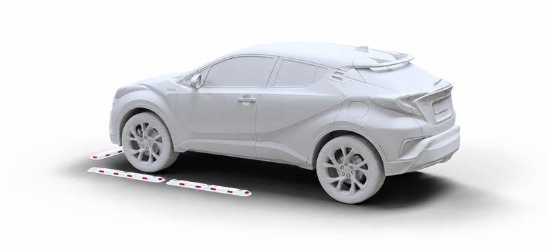 Automobilio ratų atramos naudojimo pavyzdys