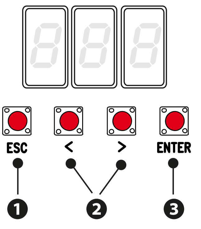ZN7 mygtukai ESC, rodyklės ir ENTER