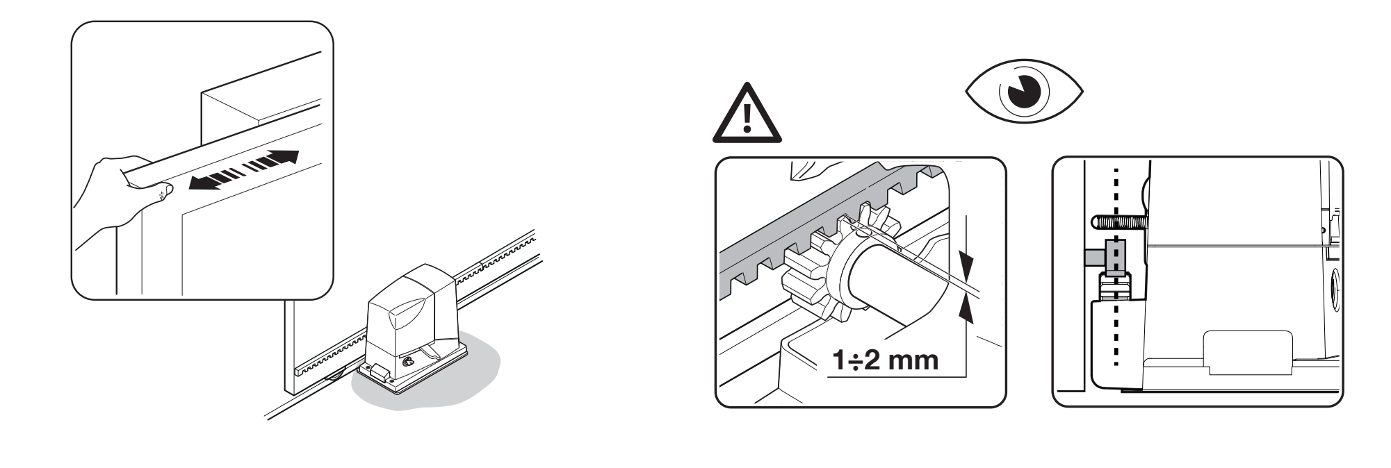 RD400 dantytosios juostos ir krumpliaračio tarpo patikra (1–2 mm)
