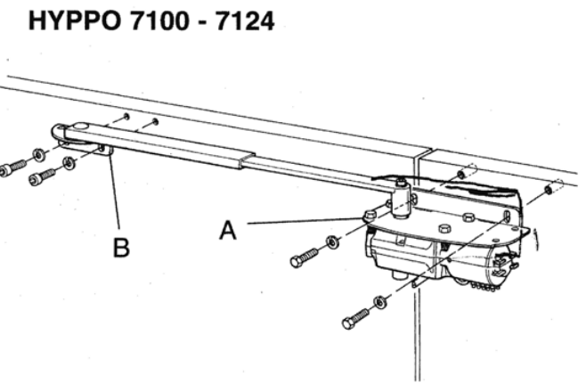 HY7100 ir HY7124 – tvirtinimo plokštė A ir priekinis tvirtinimo elementas B sulankstomiems vartams HY7100 ir HY7124 – tvirtinimo plokštė A ir priekinis tvirtinimo elementas B sulankstomiems vartams