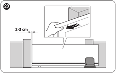 Vartai 2–3 cm prieš mechaninę atramą