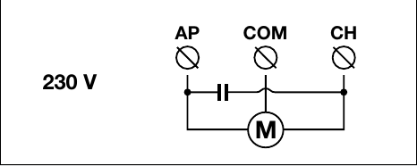 Originali 230 V variklio elektros schema AP, COM ir CH