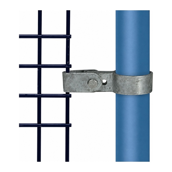 Cinkuota galinė apkaba, skirta tvoros segmentui prie 42,4 mm skersmens stulpelio pritvirtinti