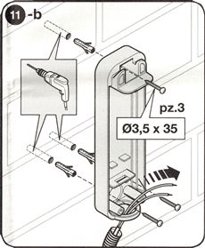 8. Pritvirtinkite fotoelementų korpusus prie sienos arba stulpo 8. Pritvirtinkite fotoelementų korpusus prie sienos arba stulpo