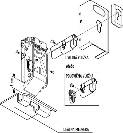 Cilindro montavimas į NICE PLA10 elektrinę sklendę Cilindro montavimas į NICE PLA10 elektrinę sklendę