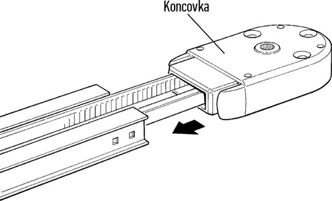 5. Užfiksuokite galvutę kitame bėgelio gale: