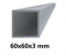 Kvadratinis aliumininis profilis 60x60x3 mm, 6 m
